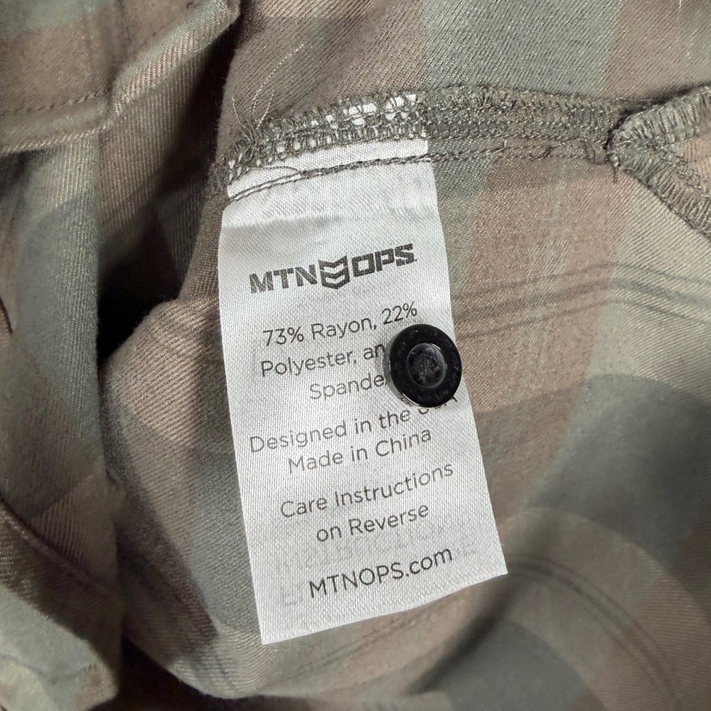 MTN OPS Mens Pinyon Tri Blend Premium Flannel Shirt Sz L Sage Plaid Long Sleeve - Picture 4 of 16